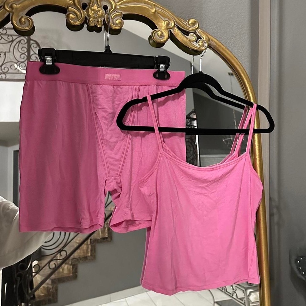 Skims Bubblegum Shorts and Tank Set
